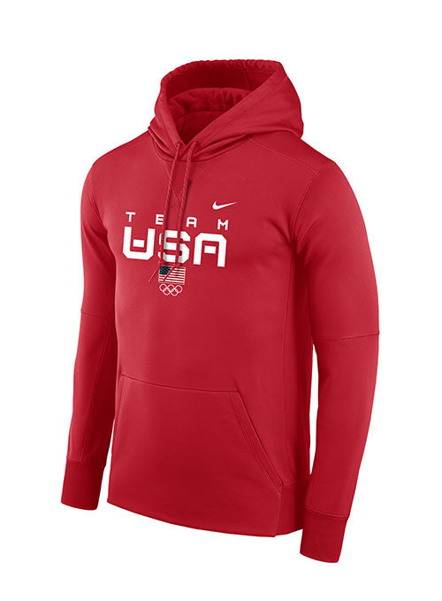Nike 2022 Team USA Therma Hooded Sweatshirt in Red - Front View