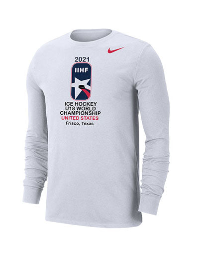 Nike 2021 IIHF Ice Hockey U18 World Championship T-Shirt in White - Front View