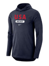 Nike USA Hockey Dri-FIT Cotton Long Sleeve Hoodie T-Shirt - Navy