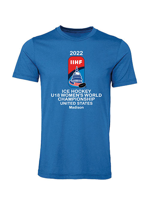 2022 IIHF U18 Women's World Championship T-Shirt - Columbia Blue - Front View