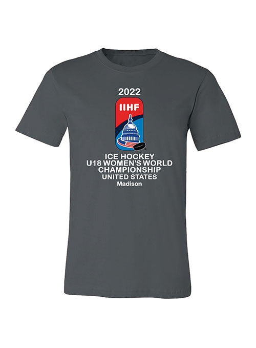 2022 IIHF U18 Women's World Championship T-Shirt - Asphalt - Front View