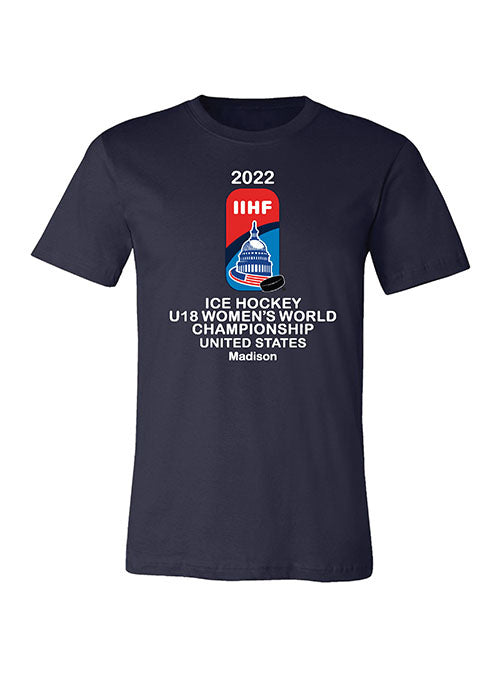 2022 IIHF U18 Women's World Championship T-Shirt - Navy - Front View