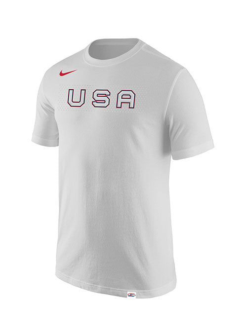 Nike USA Hockey Olympic Core Cotton T-Shirt in White - Front View
