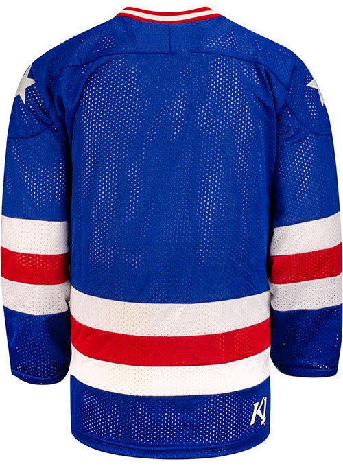 USA Hockey Miracle on Ice 1980 Replica Away Jersey in Blue - Back View
