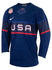 Nike USA Hockey Away 2022 Olympic Jersey in Navy - Front Left View