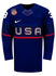Nike USA Hockey Alex Cavallini Away 2022 Olympic Jersey in Navy - Front View