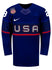 Nike USA Hockey Nicole Hensley Away 2022 Olympic Jersey in Blue - Front View