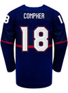 Nike USA Hockey Jesse Compher Away 2022 Olympic Jersey in Navy - Back View