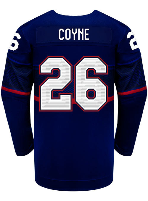 Nike USA Hockey Kendall Coyne Away 2022 Olympic Jersey in Navy - Back View