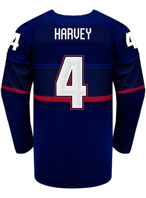 Nike USA Hockey Caroline Harvey Away 2022 Olympic Jersey in Navy - Back View