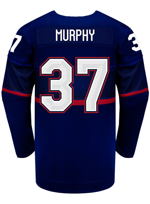 Nike USA Hockey Abbey Murphy Away 2022 Olympic Jersey in Navy - Back View