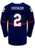 Nike USA Hockey Lee Stecklein Away 2022 Olympic Jersey in Navy - Back View