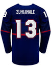 Nike USA Hockey Grace Zumwinkle Away 2022 Olympic Jersey in Navy - Back View