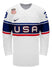 Nike USA Hockey Alex Cavallini Home 2022 Olympic Jersey in White - Front View