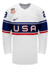 Nike USA Hockey Nicole Hensley Home 2022 Olympic Jersey in White - Front View