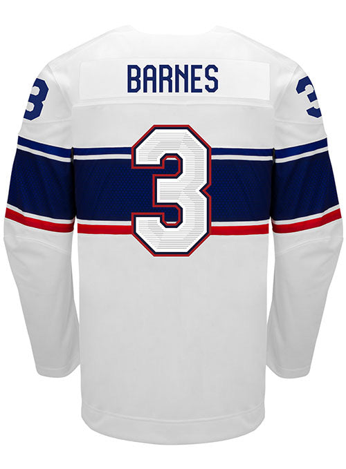 Nike USA Hockey Cayla Barnes Home 2022 Olympic Jersey in White - Back View