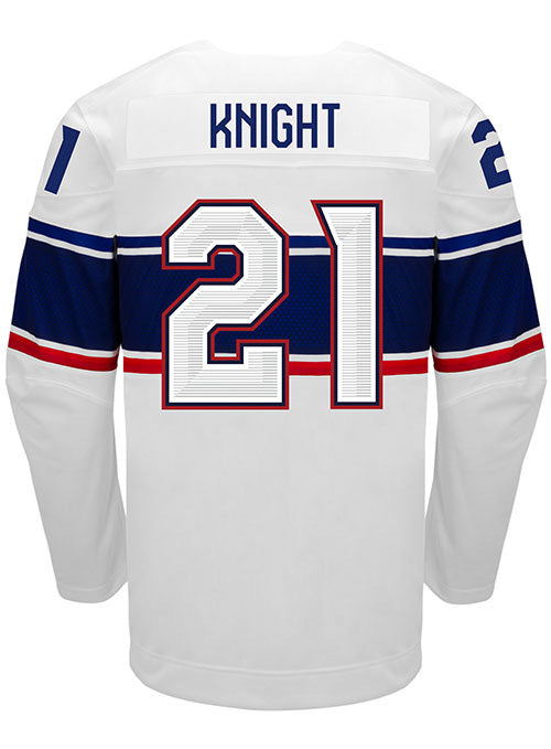 Nike USA Hockey Hilary Knight Home 2022 Olympic Jersey in White - Back View