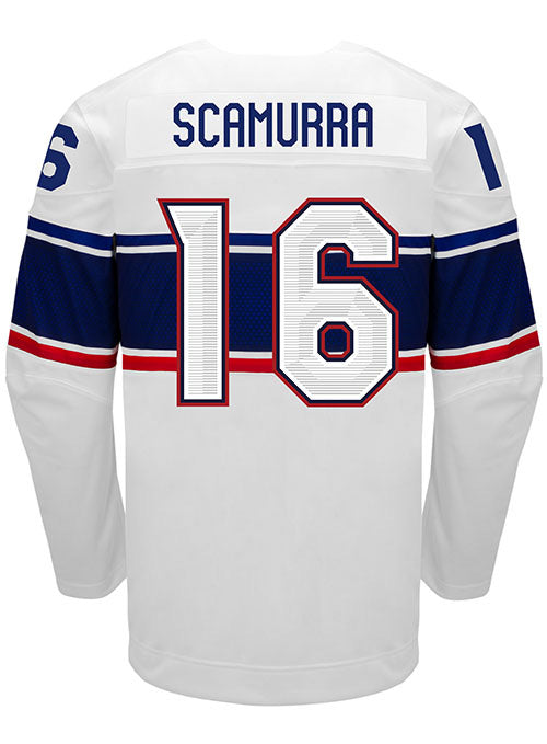 Nike USA Hockey Hayley Scamurra Home 2022 Olympic Jersey in White - Back View