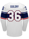 Nike USA Hockey Rory Guilday Home 2022 Olympic Jersey in White - Back View