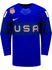 Nike USA Hockey Abby Roque Alternate 2022 Olympic Jersey in Blue - Front View