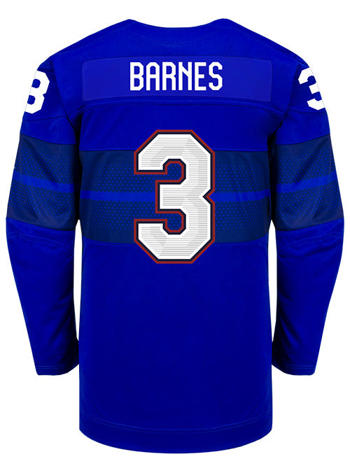Nike USA Hockey Cayla Barnes Alternate 2022 Olympic Jersey in Blue - Back View