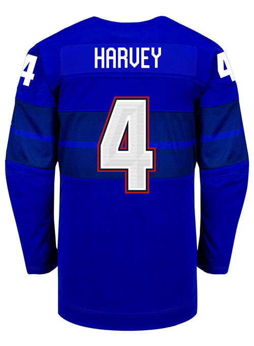 Nike USA Hockey Caroline Harvey Alternate 2022 Olympic Jersey in Blue - Back View