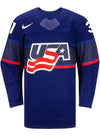 Nike USA Hockey Aerin Frankel Away Jersey in Blue - Front View