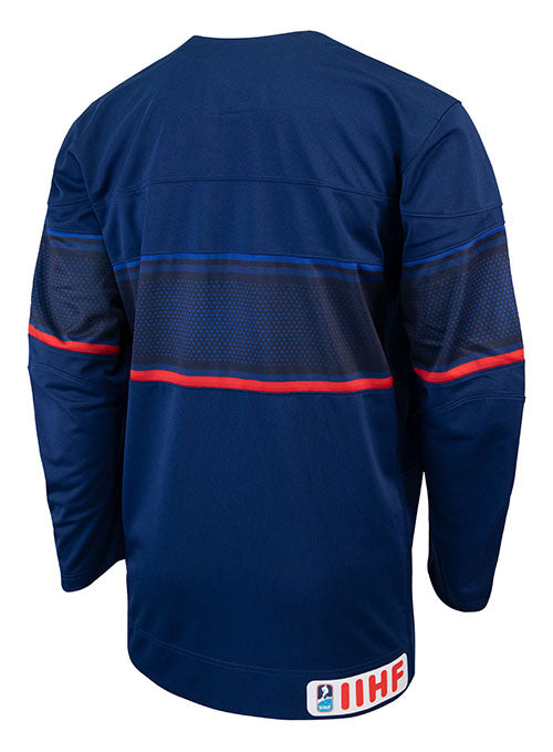 Nike USA Hockey Away Jersey in Blue - Back View