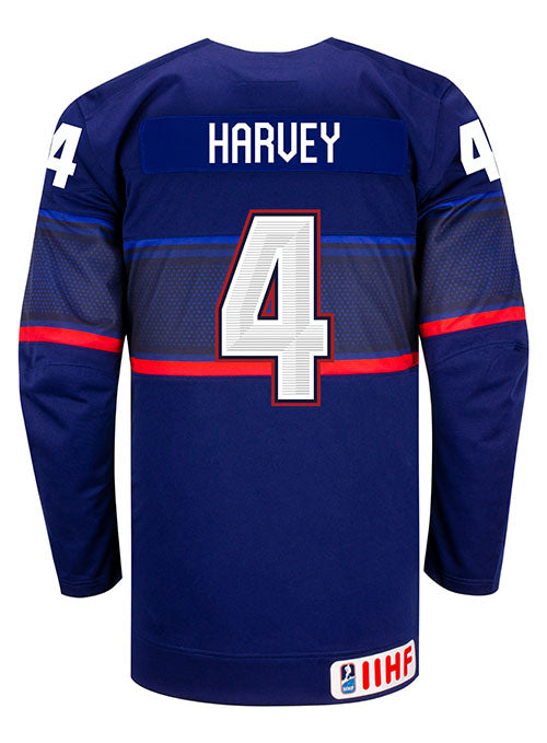 Nike USA Hockey Caroline Harvey Away Jersey in Blue - Back View