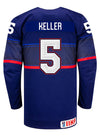 Nike USA Hockey Megan Keller Away Jersey in Blue - Back View