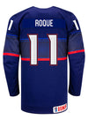 Nike USA Hockey Abby Roque Away Jersey in Blue - Back View