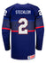 Nike USA Hockey Lee Stecklein Away Jersey in Blue - Back View