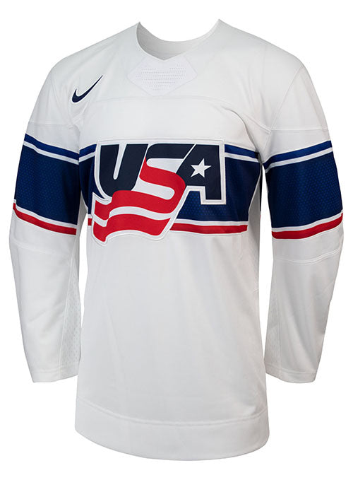 Nike USA Hockey Home Jersey in White - Front View