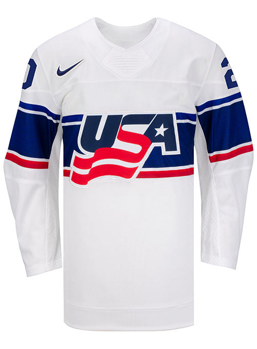 Nike USA Hockey Hannah Brandt Home Jersey in White - Front View