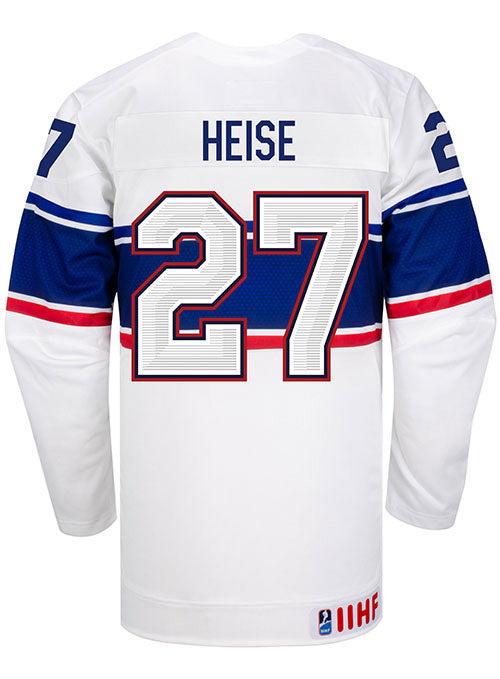 Nike USA Hockey Taylor Heise Home Jersey in White - Back View