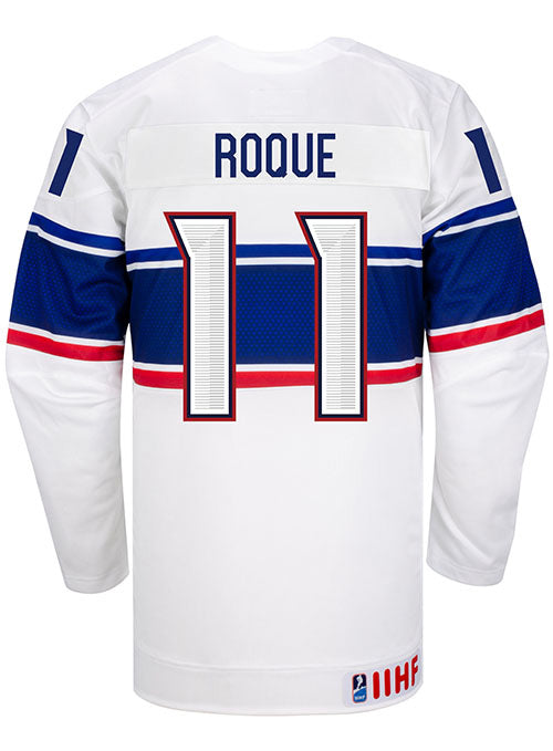 Nike USA Hockey Abby Roque Home Jersey in White - Back View