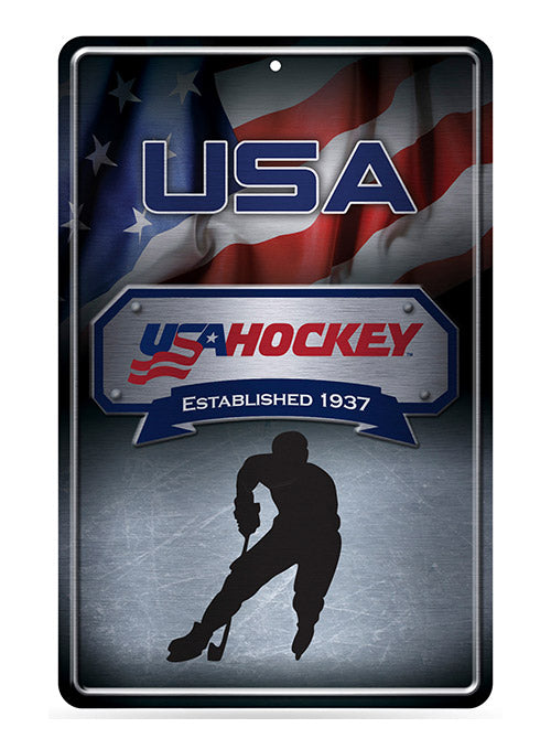 USA Hockey 11 x 19-Inch Metal Sign - Front View