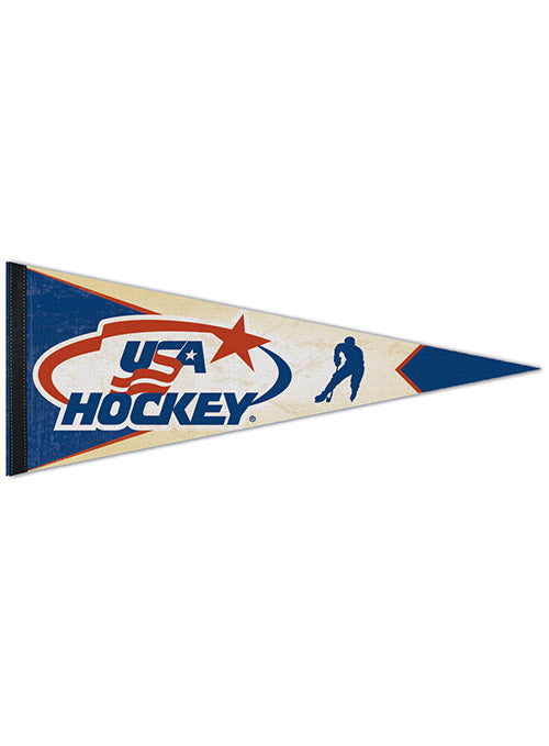 USA Hockey 12 x 30-Inch Premium Quality Pennant - Front View