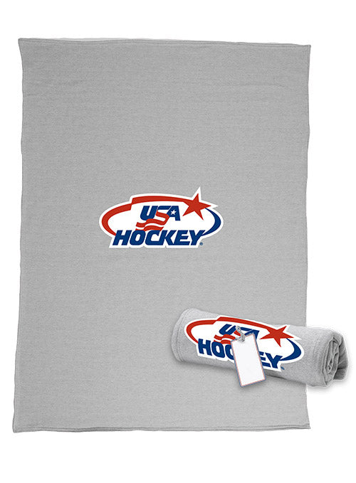 USA Hockey 54 x 84-Inch Pro-Weave Blanket in Gray - Top View