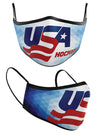 USA Hockey Reusable 3-Pack Face Coverings in Blue and White - Front and Right View