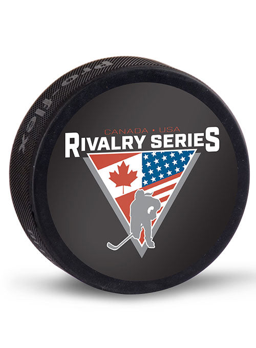 USA Hockey Rivalry Series Puck in Black - Front View