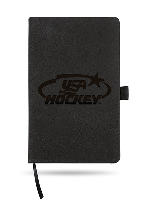 USA Hockey Laser Engraved Black Notebook in Black - Front Cover