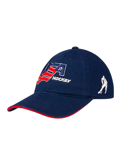 Youth USA Hockey Logo Adjustable Hat in Navy - Left View