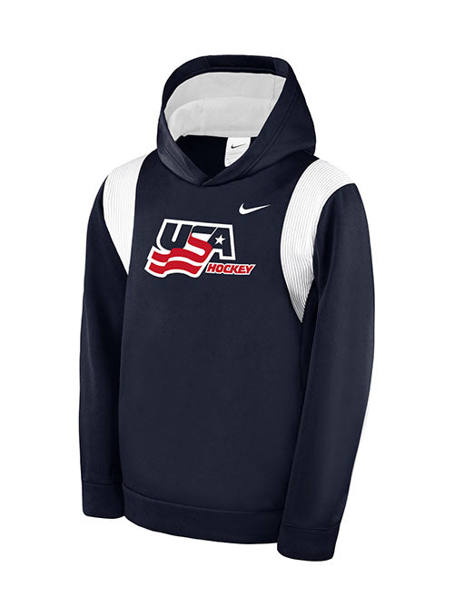 Youth Nike USA Hockey Terma Hooded Sweatshirt - Navy - Front View
