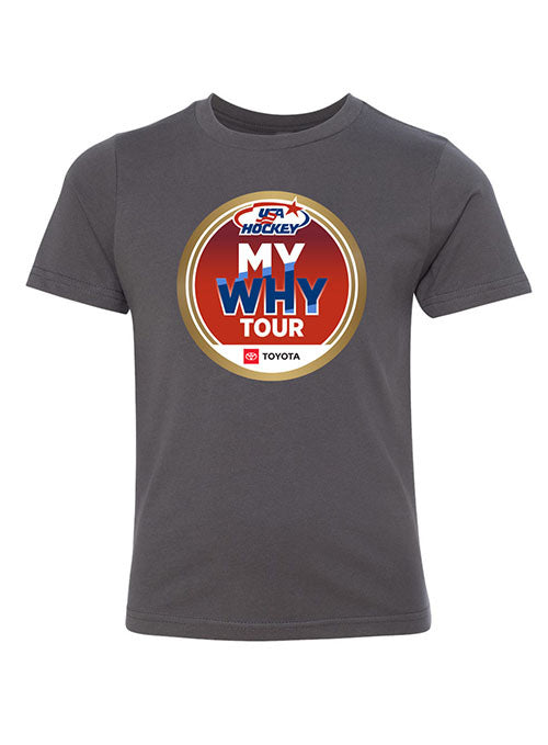 Youth USA Hockey My Why Tour T-Shirt in Gray - Front View