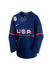 Youth Nike USA Hockey Away 2022 Olympic Jersey in Navy - Front Left View