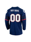 Youth Nike USA Hockey Away 2022 Olympic Personalized Jersey in Navy - Back Right View