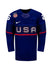Youth Nike USA Hockey Alex Carpenter Away 2022 Olympic Jersey in Navy - Front View