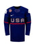 Youth Nike USA Hockey Caroline Harvey Away 2022 Olympic Jersey in Navy - Front View