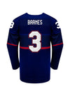 Youth Nike USA Hockey Cayla Barnes Away 2022 Olympic Jersey in Navy - Back View
